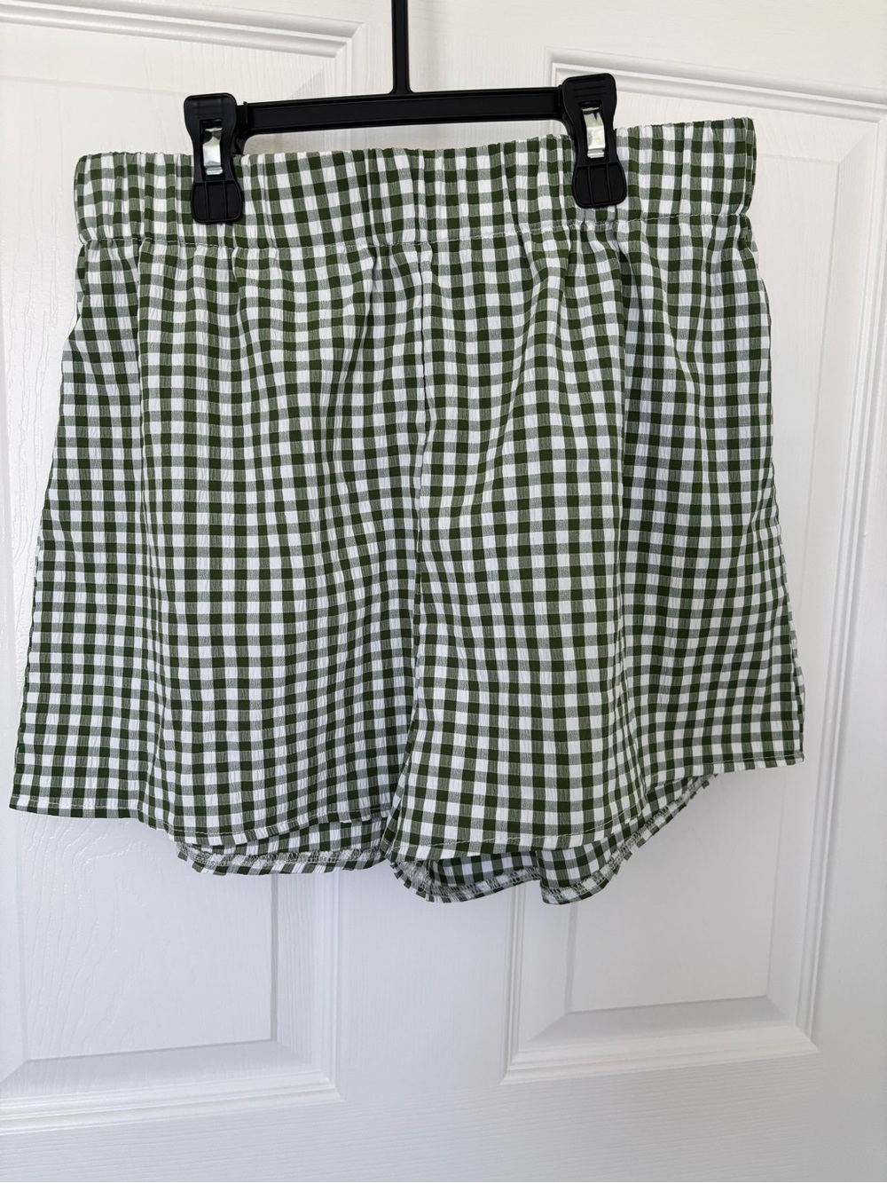 SHEIN Green and White Gingham Shorts